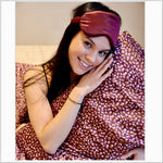 Burgundy Wine Polka Dot Silk Pillow Sleeve w/Eye Mask Set