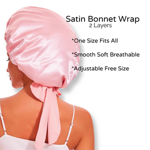 Satin Bonnet w/Scrunchie and Resin Fashion Hair Clips (clip colors vary)