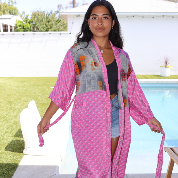 Silk Blended Kimonos Robe Hand Made by Females Black Owned USA Business