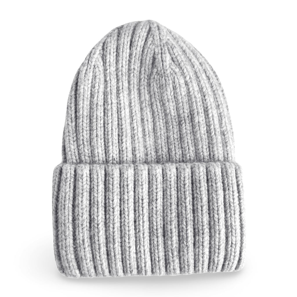 Luxurious Ribbed Cuffed Cashmere and Wool Knit Beanie with Satin Lining Unisex Female Owned USA Company