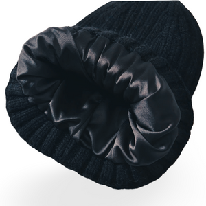 Luxurious Ribbed Cuffed Cashmere and Wool Knit Beanie with Satin Lining Unisex Female Owned USA Company