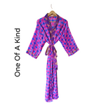 Hot Pink Patterned Silk Pattern Blended Kimono Robe Hand Made by Females, Black Owned USA Business. 