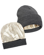 Luxurious Ribbed Cuffed Beanie with Satin Lining Unisex Female Owned USA Company