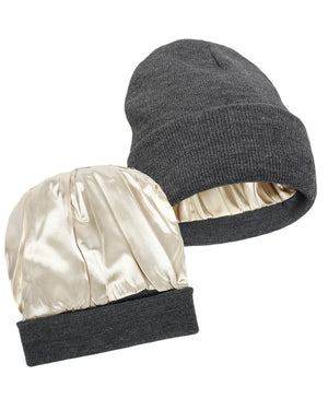 Luxurious Ribbed Cuffed Beanie with Satin Lining Unisex Female Owned USA Company