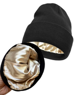 Luxurious Ribbed Cuffed Beanie with Satin Lining Unisex Female Owned USA Company