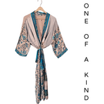 Silk Kimonos with Up cycled Silk Saree Fabrics, Vibrant Patterns/Colors Hand Made by Females, Black Owned USA Business. 