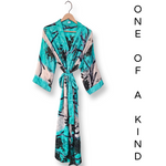 Silk Kimonos with Up cycled Silk Saree Fabrics, Vibrant Patterns/Colors Hand Made by Females, Black Owned USA Business. 