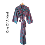 Silk Pattern Blended Kimono Robe Hand Made by Females, Black Owned USA Business. 