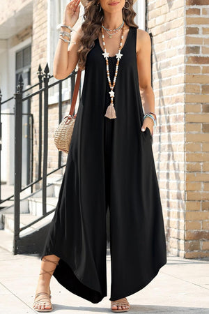 Polly Pocketed Scoop Neck Wide Leg Jumpsuit