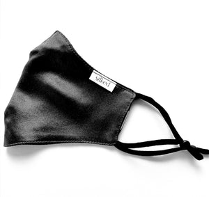 Black Washable Silk Face Covering Mask