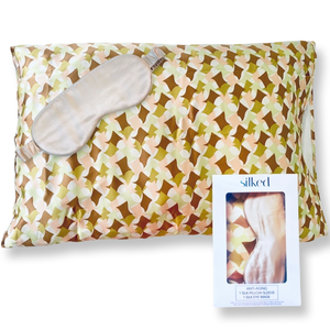 Ali Abstract Pillow Sleeve w/ Champagne Eye Mask