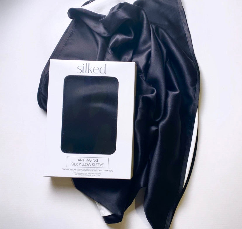 Black Silk Pillow Sleeve.