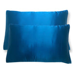Pia Peacock Blue Silk Pillowcase Sleeve Pair